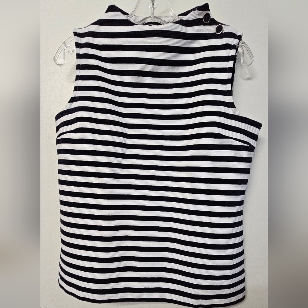 TALBOTS Stretch Nautical Striped Sleeveless Top